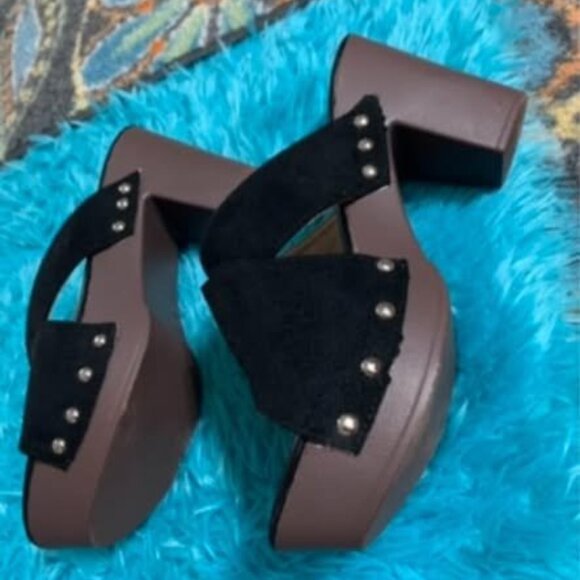 Ladies size 9 Black slide sandals - Picture 1 of 7